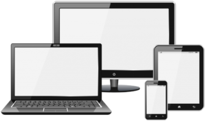 Multimediales Logo: Computer, Laptop, Tablet und Smartphone