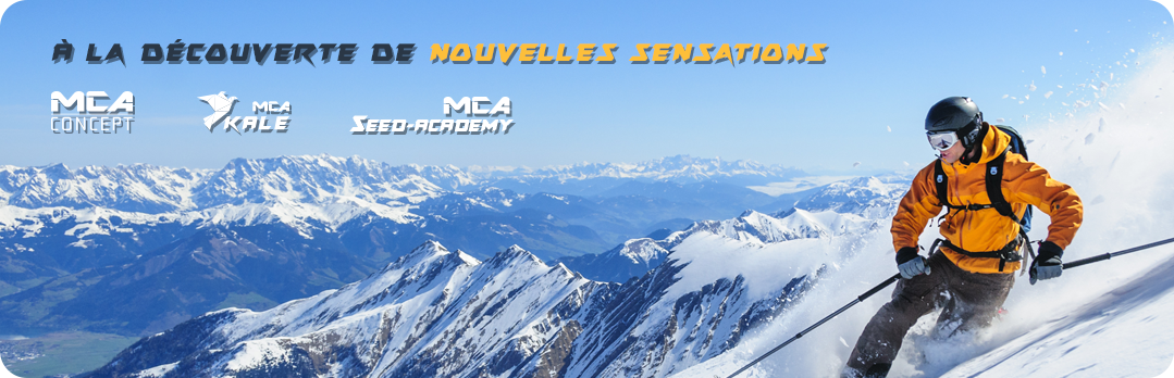 Illustration de l'entête de l'accueil MCA Concept, Ski montagne, "À la découverte de nouvelles sensations" | MCA Concept