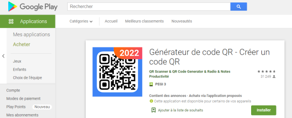 Illustration Google Play article "Code QR" | MCA Concept